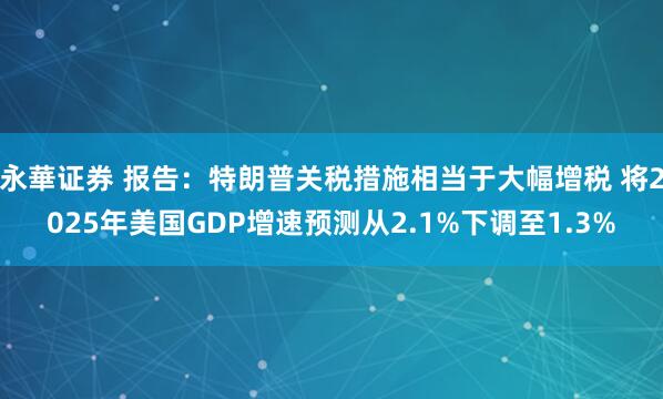 永華证券 报告：特朗普关税措施相当于大幅增税 将2025年美国GDP增速预测从2.1%下调至1.3%